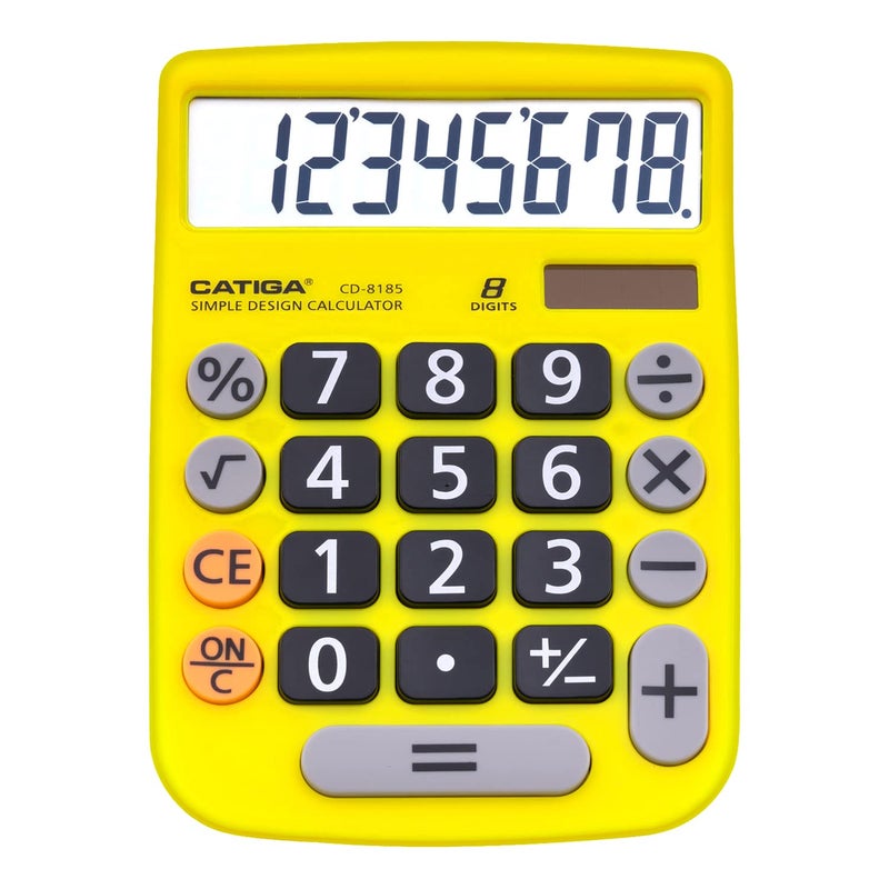CATIGA Desktop Calculator 8 Digit with Solar Power and LCD Display, Big Buttons, for Home, Office, School, Class and Business, 4 Function Small Basic Calculators for Desk, CD-8185 - Image 1